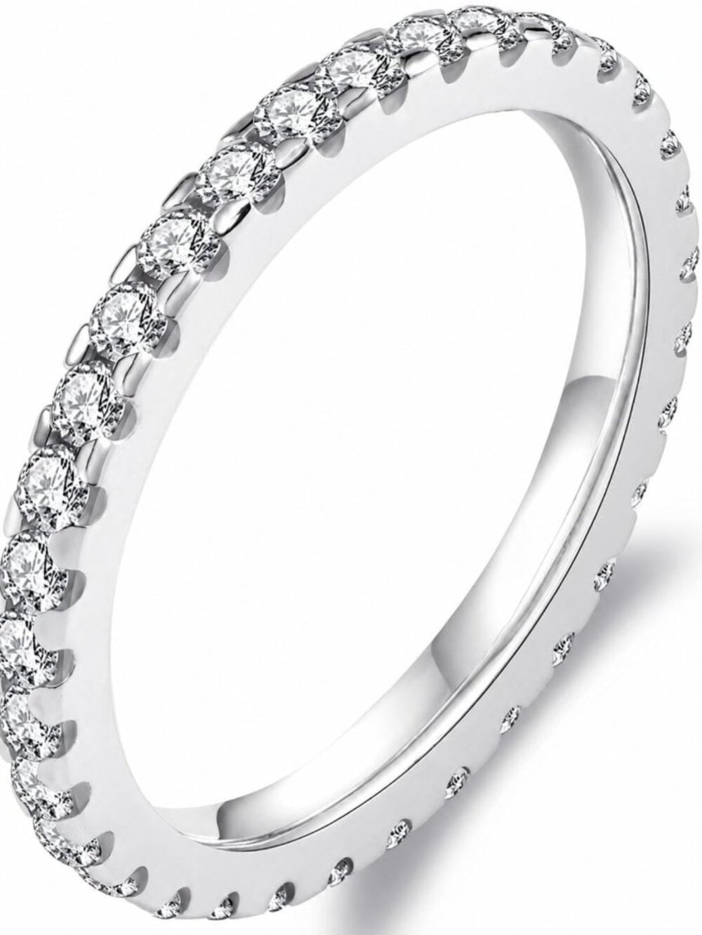 2mm Full Eternity Moissanite Wedding Band - Stackable Ring for Engagement